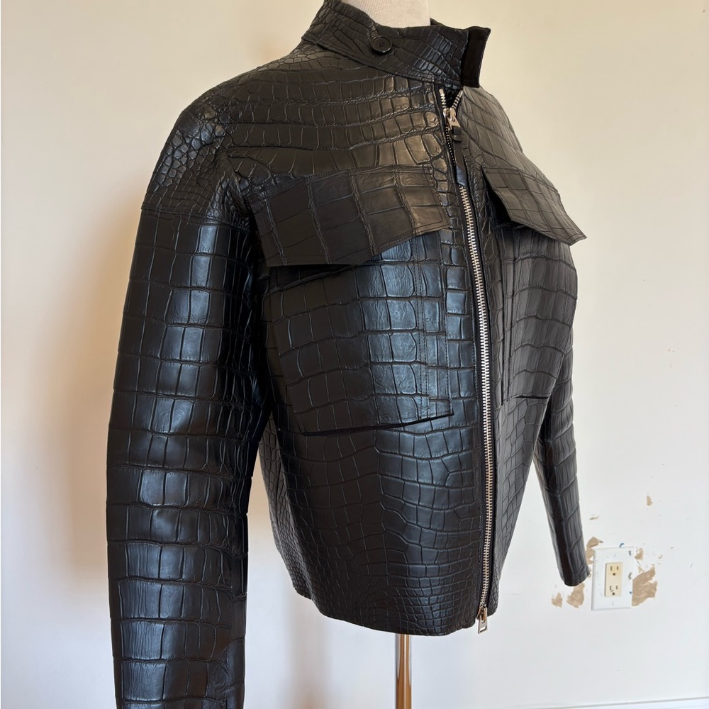 Men's Black Crocodile-Embossed Jacket